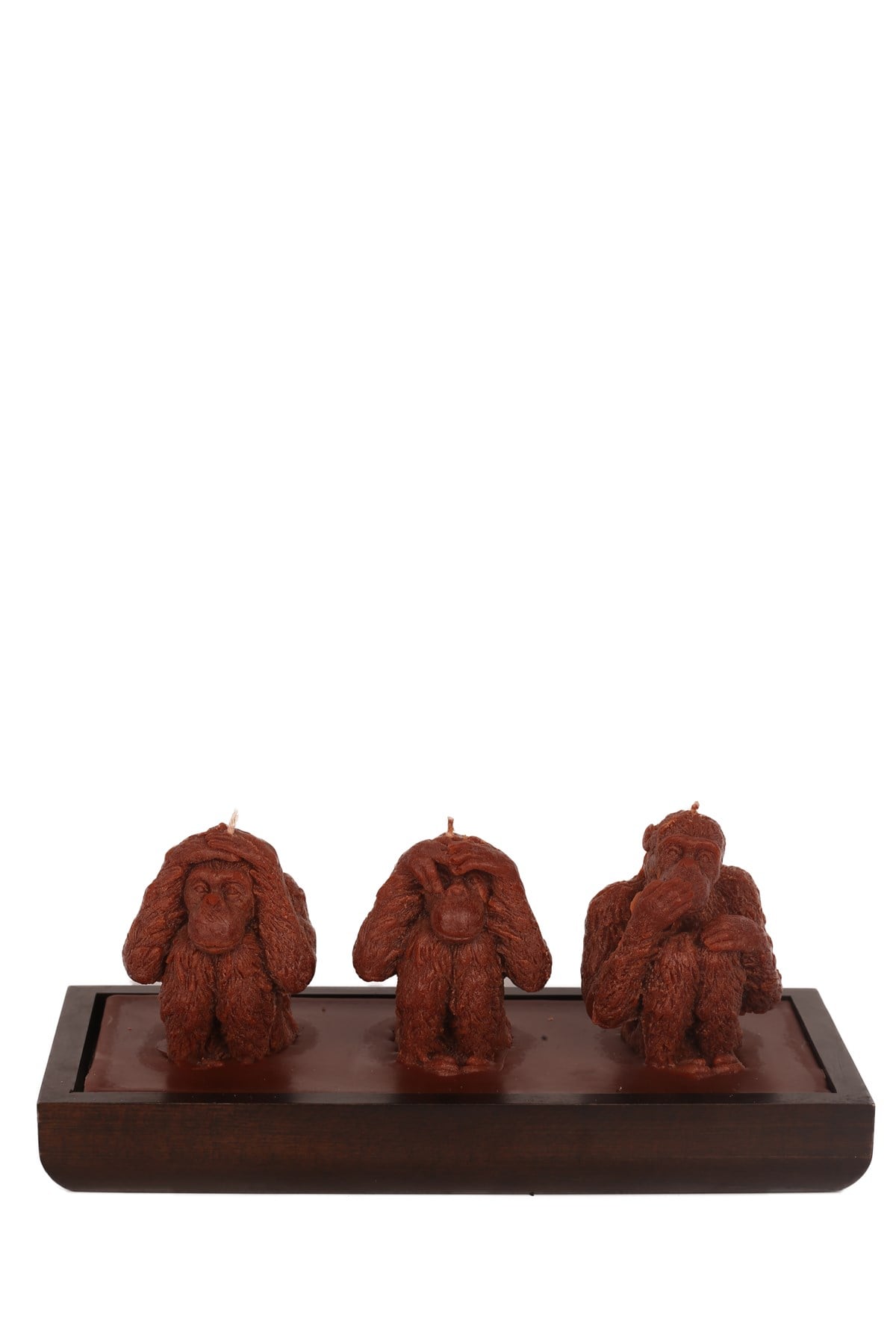 ÜÇ MAYMUN MUM- KAHVERENGİ