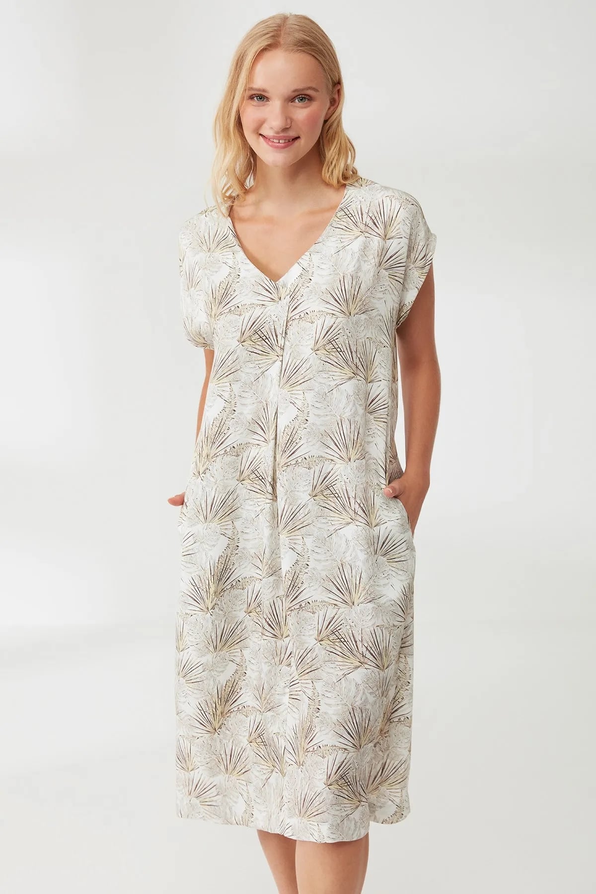 Catherınes Elbise Sarı Palmıye 2126BTELBSE