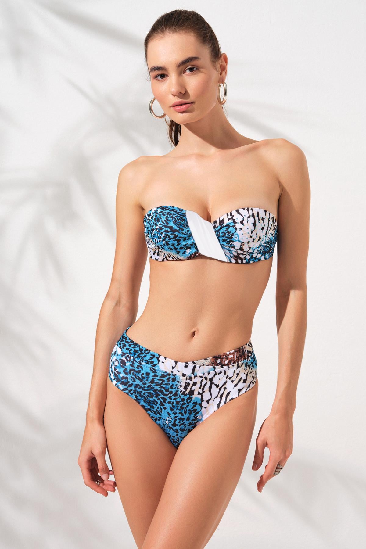 Clarke Coated Strapless Bikini Ocean 231231-T