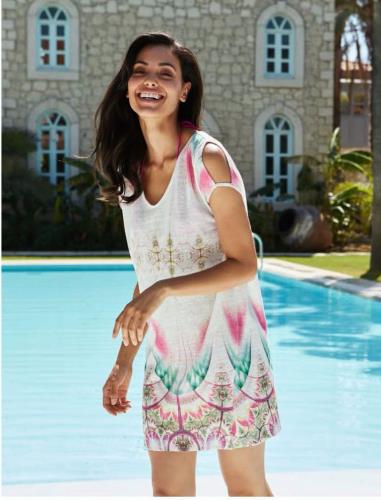 Penye Mood 8161 Elbise Ekru Cıcek