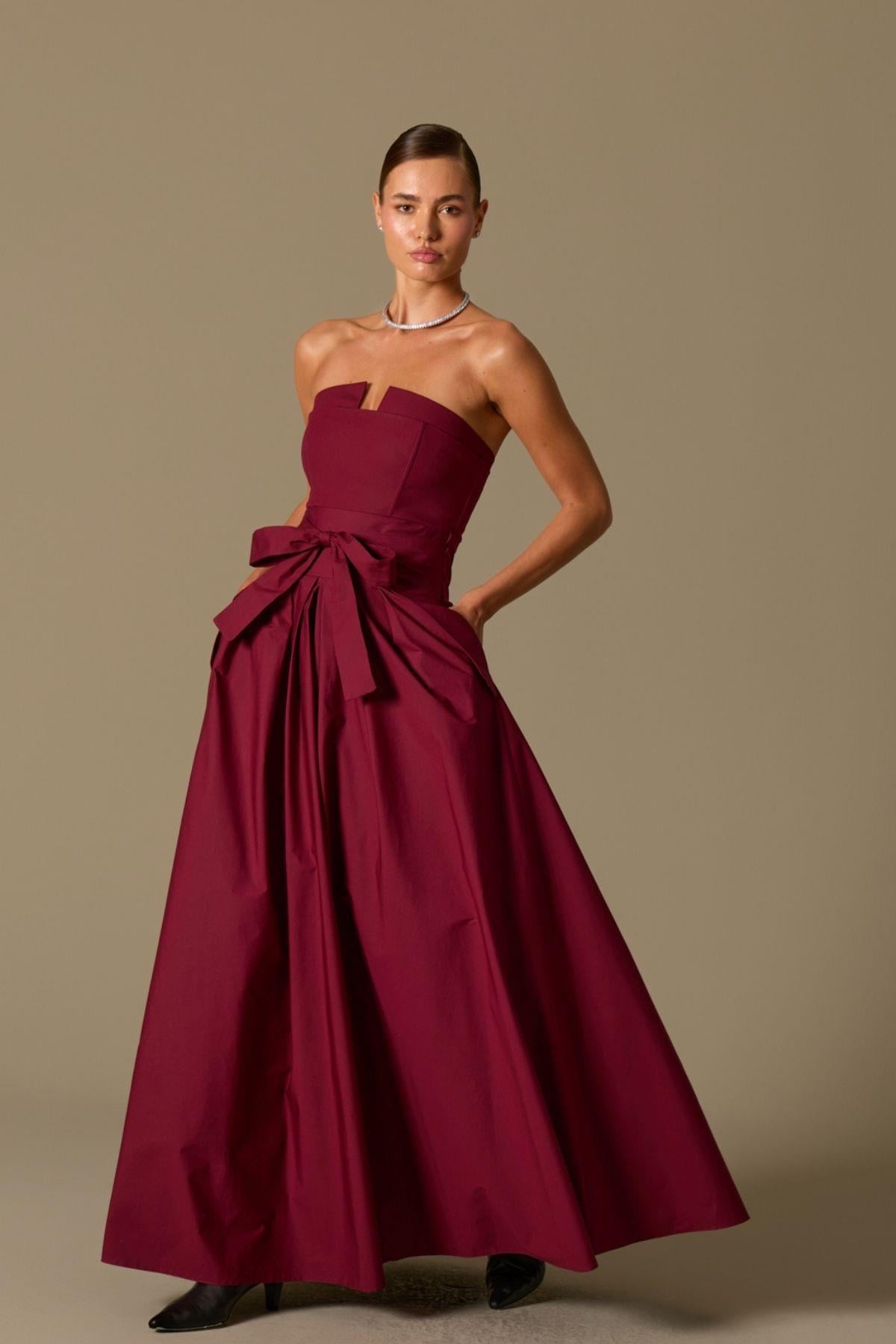 princess polly baby blue dress High Neck Halter Backless Maxi Bridesmaid Dress In Cabernet main image 1
