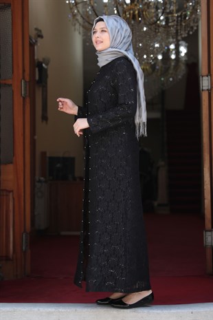 Papatya Tesettür Elbise Siyah