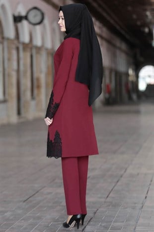 Sema Tesettür Takım Bordo AZRDSGN