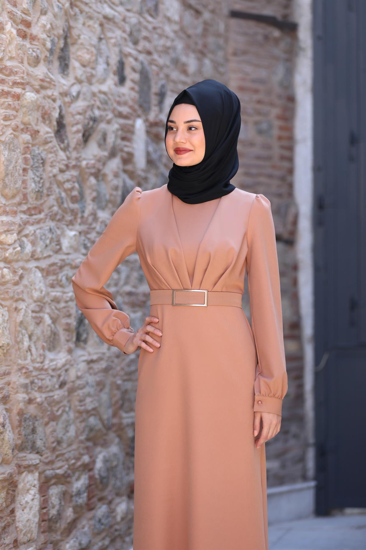 İrem Tesettür Elbise Camel