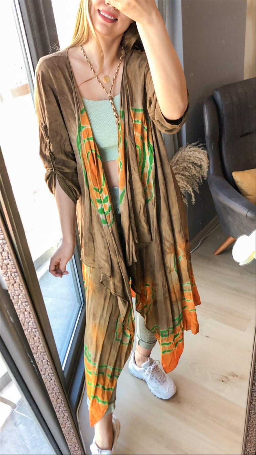 Desenli Bohem Kimono