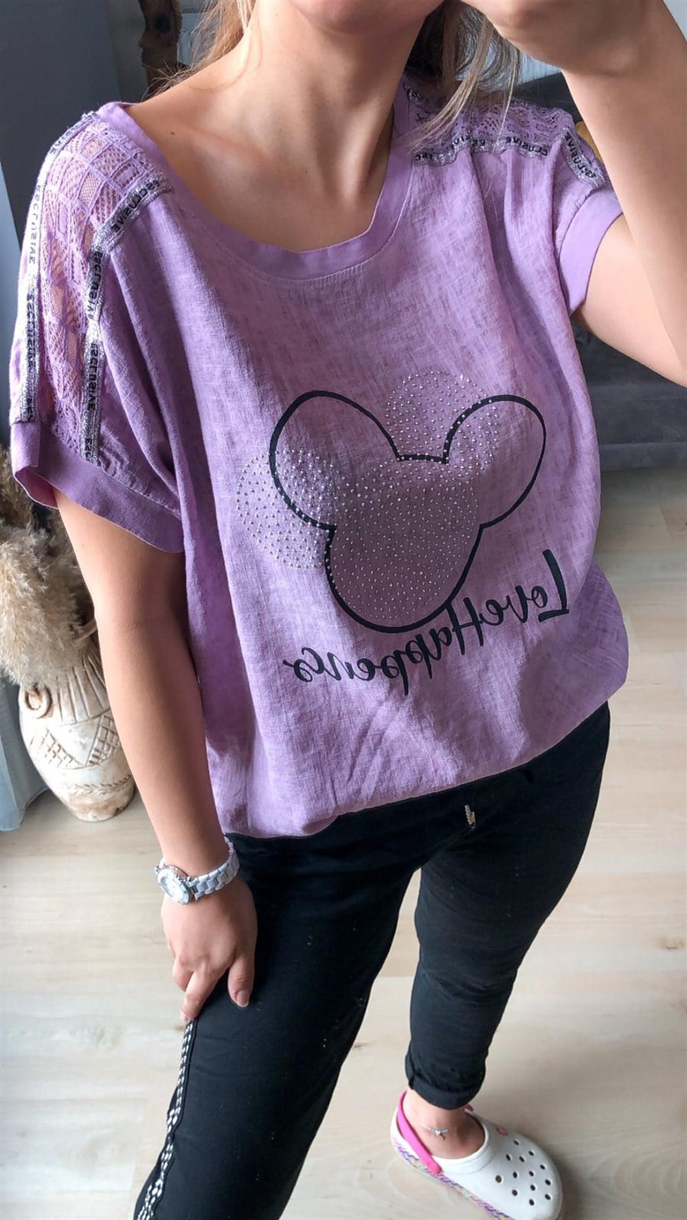 Keten Mickey İthal Bluz