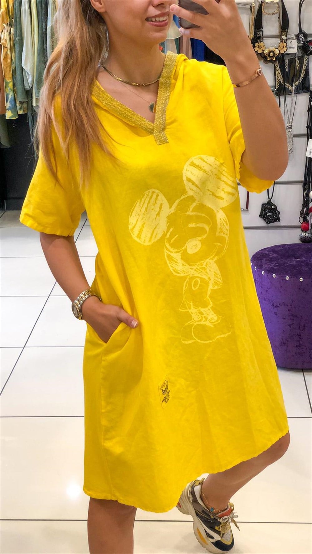 Mickey Keten Kapşonlu Elbise
