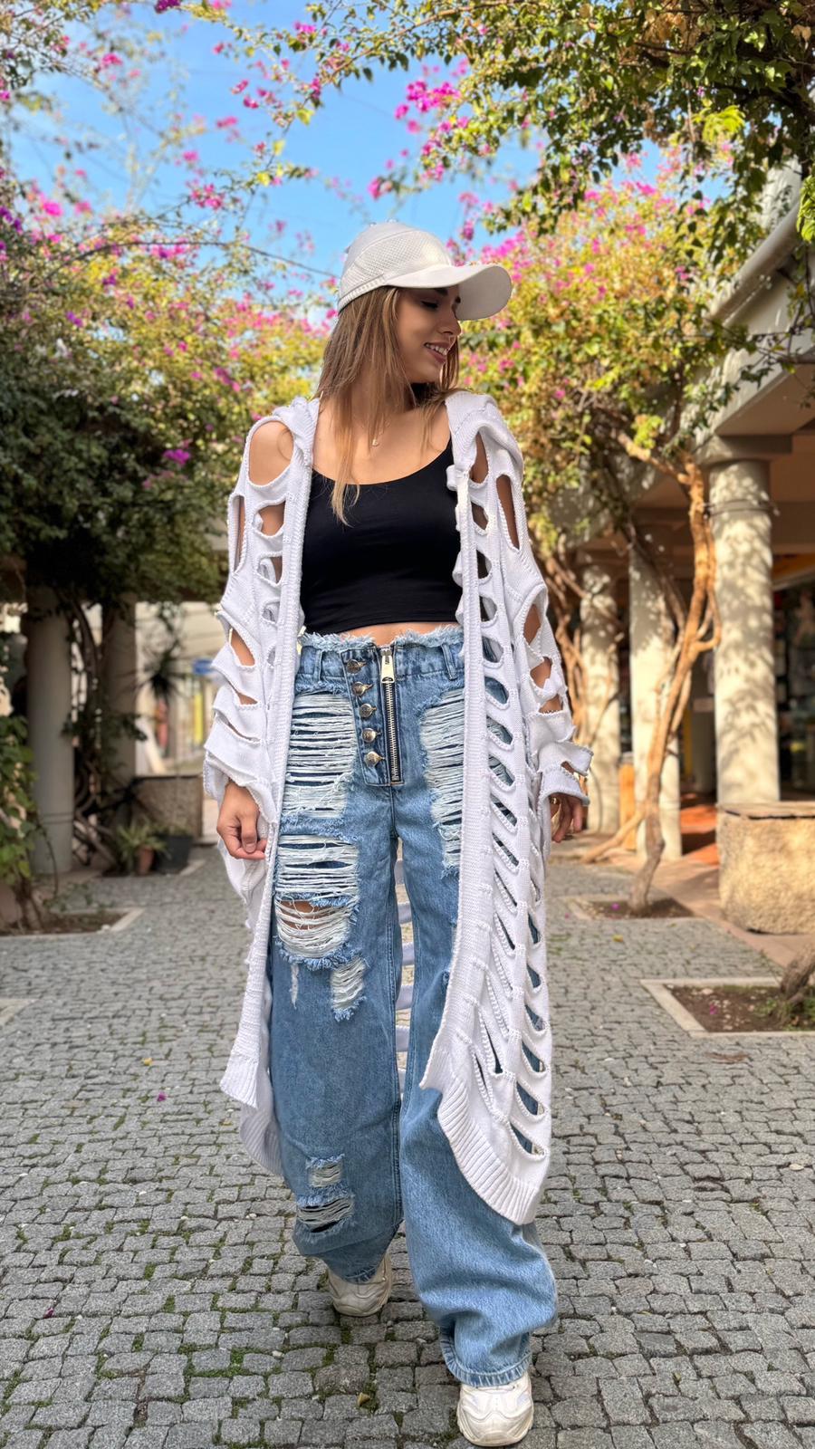 Tasarım Hırka Beyaz 