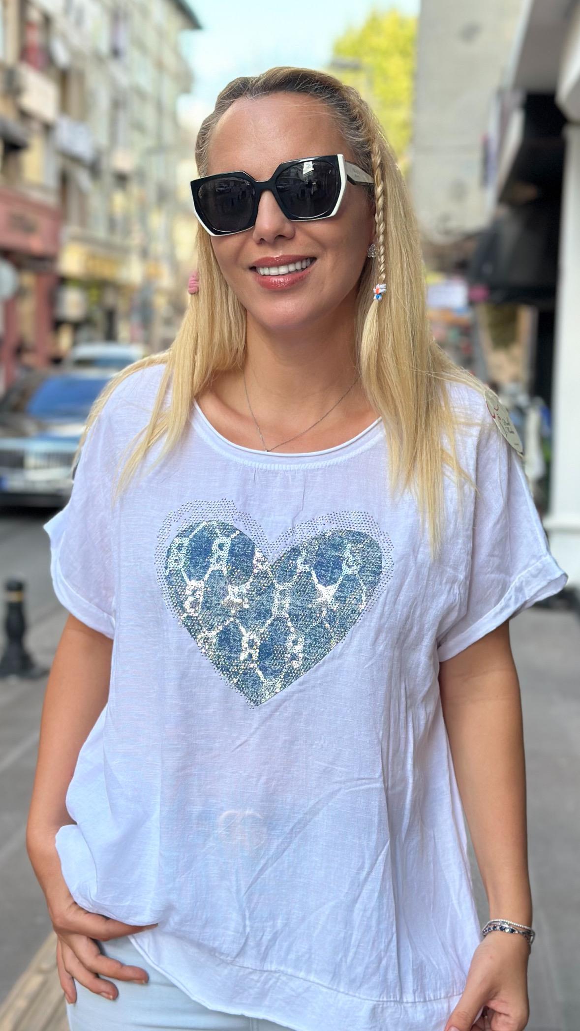  İthal Bluz Kalpli