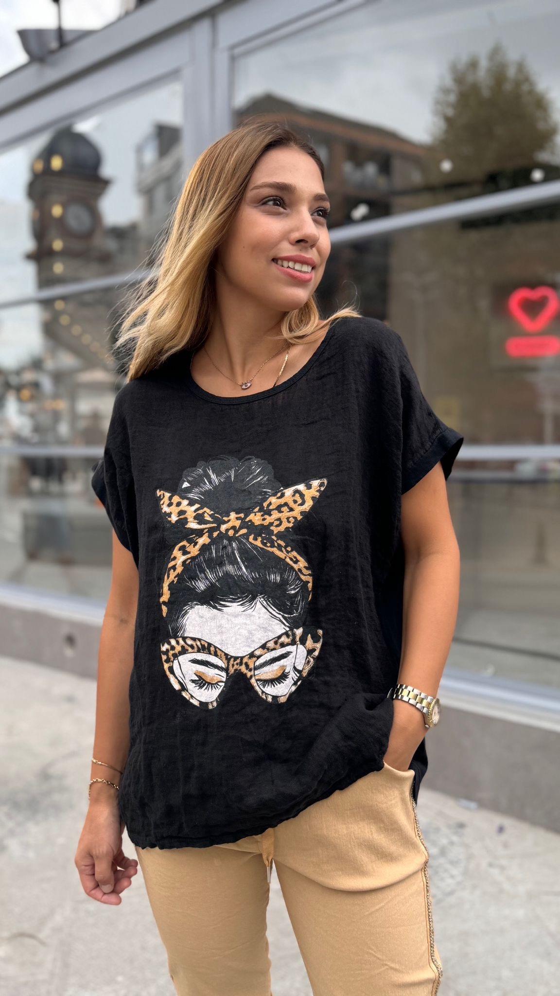  İthal Bluz Leopar Desen