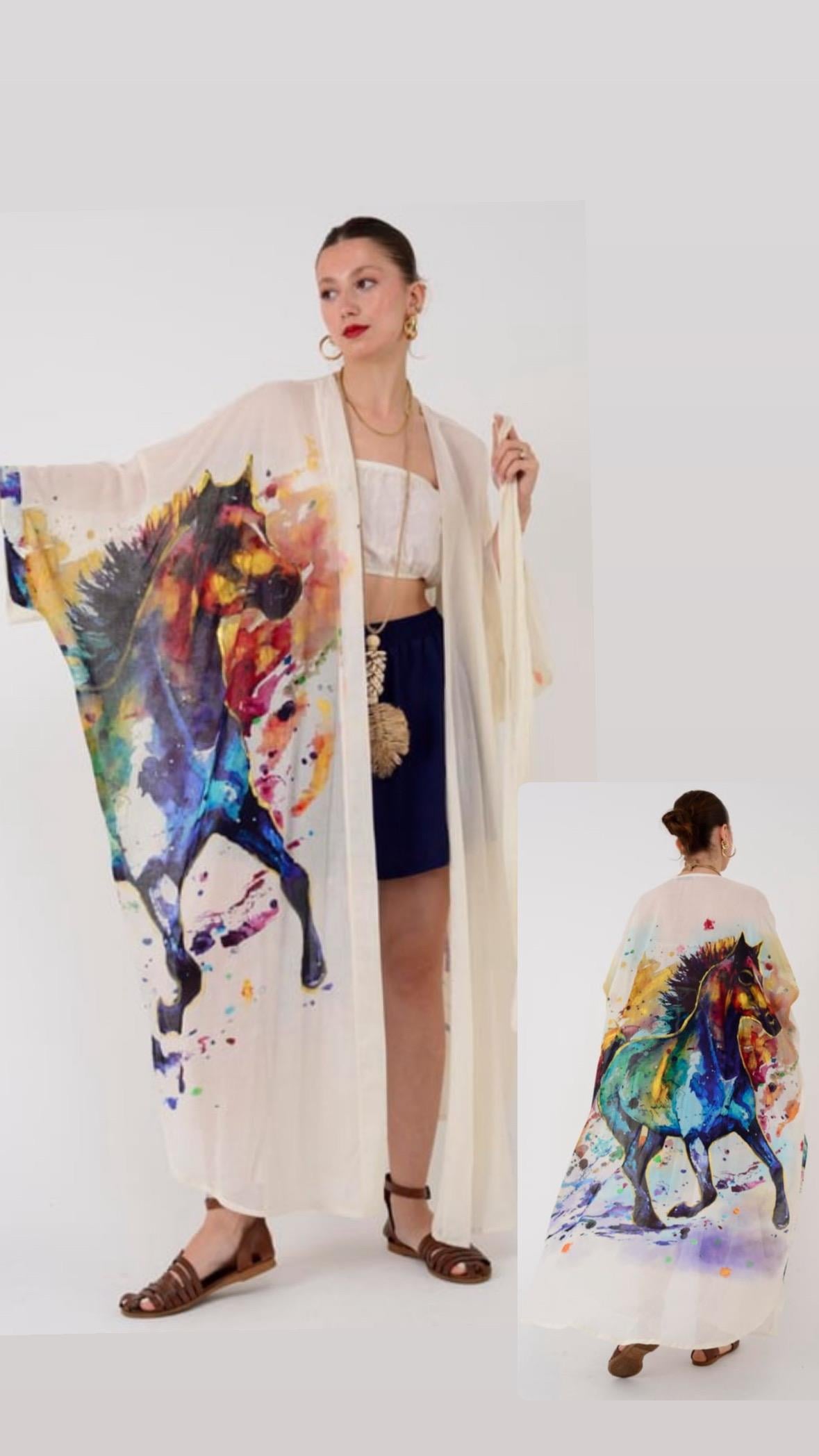 Arkası Desenli Kimono