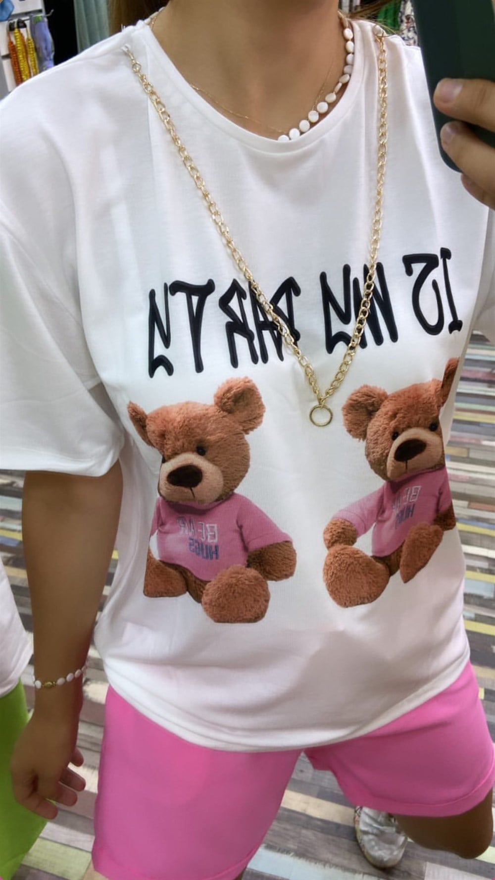 Ayıcıklı Kolyeli Tshirt