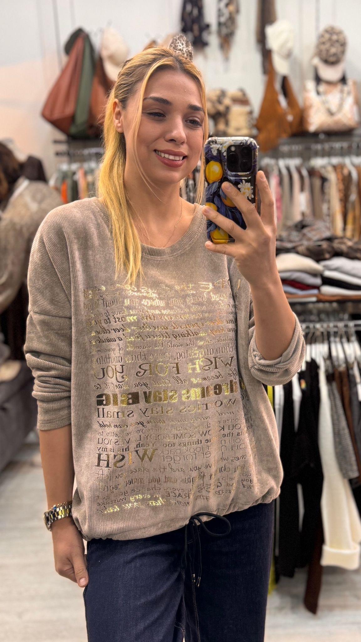 Belden Bağlamali Kadife Sweatshirt 