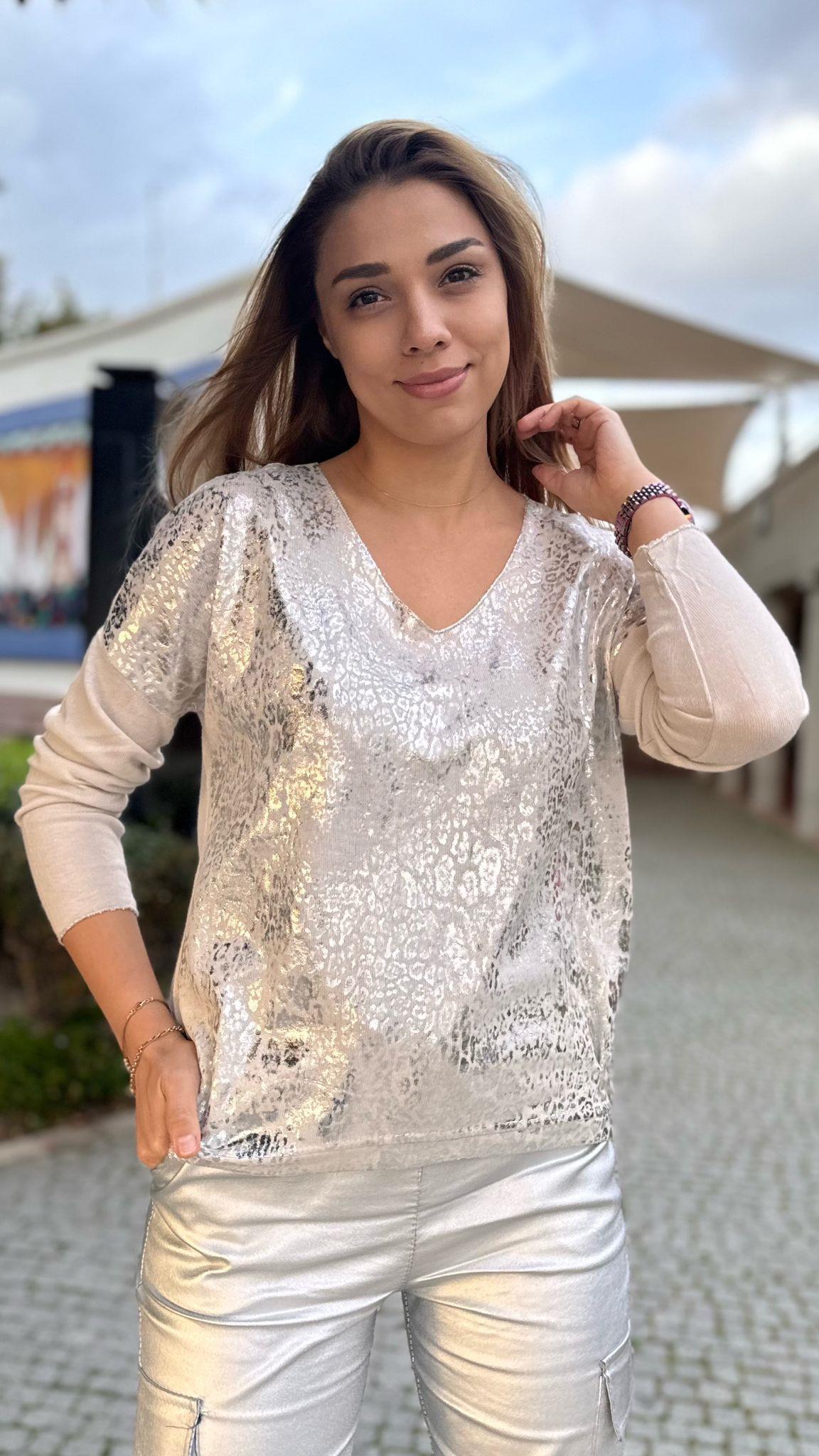 İthal Bluz Desen Gümüş