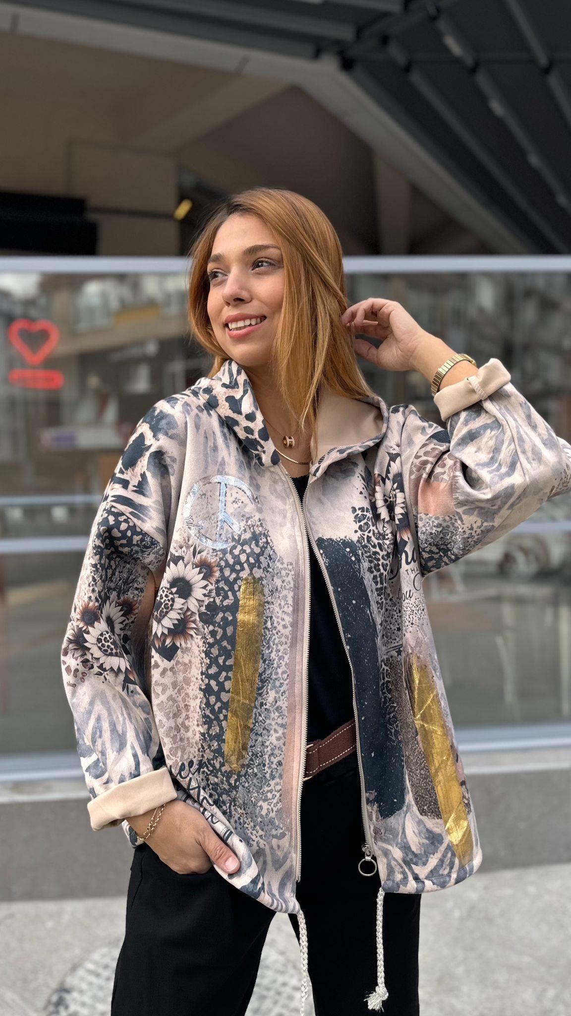 İthal Ceket Çiçek Detay