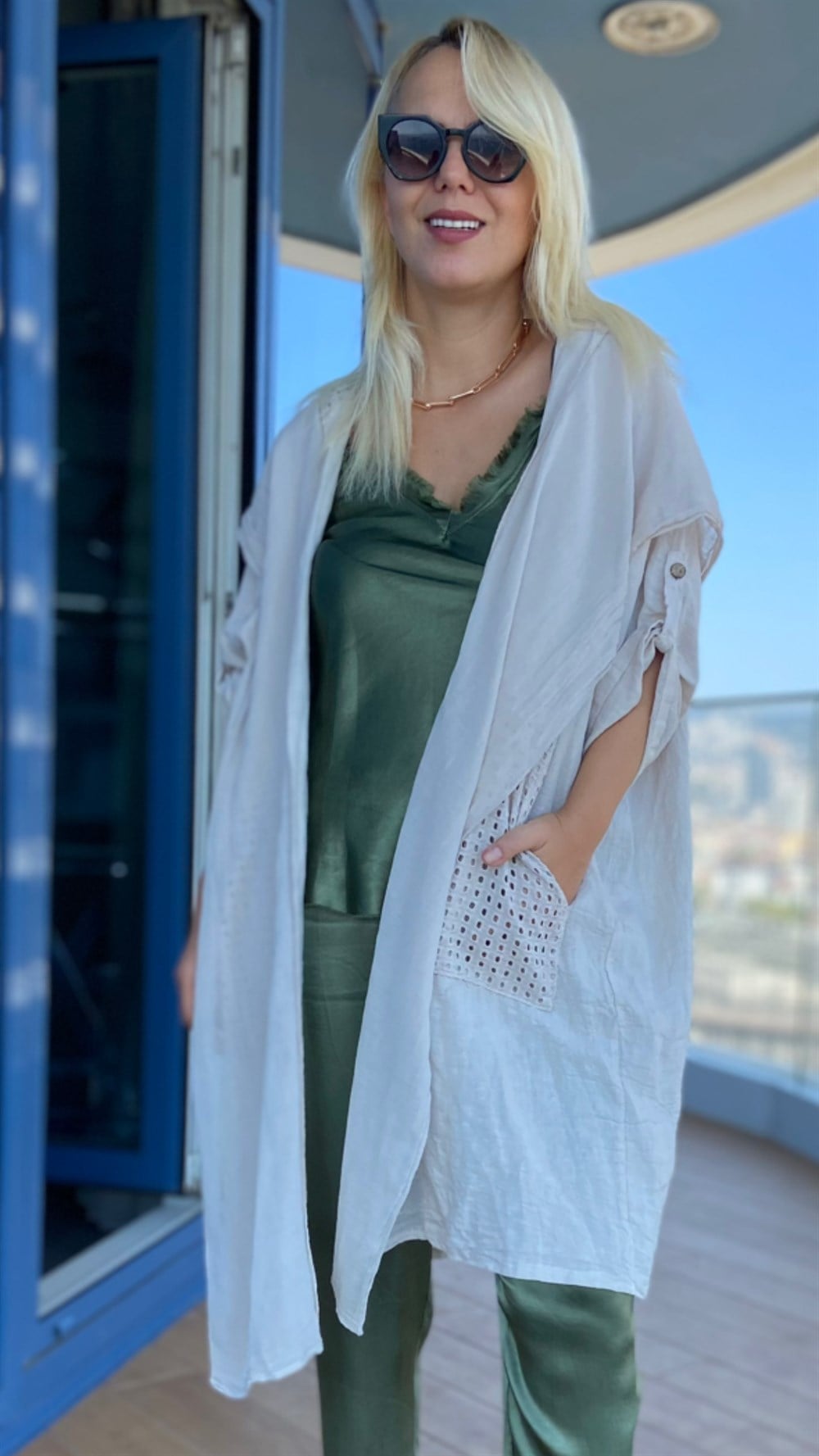İthal Keten Hırka 
