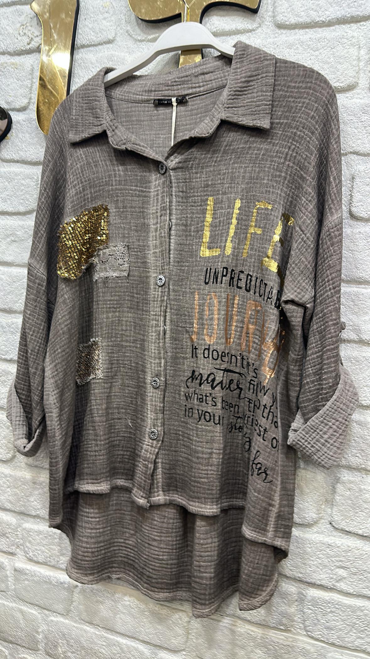 İthal Life Yazılı Gömlek