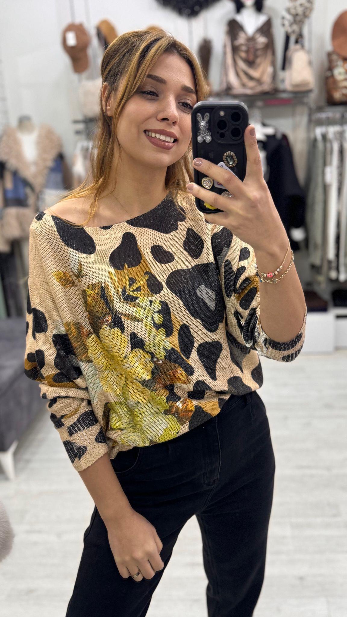 İthal Merserize Leoparli Çiçekli  