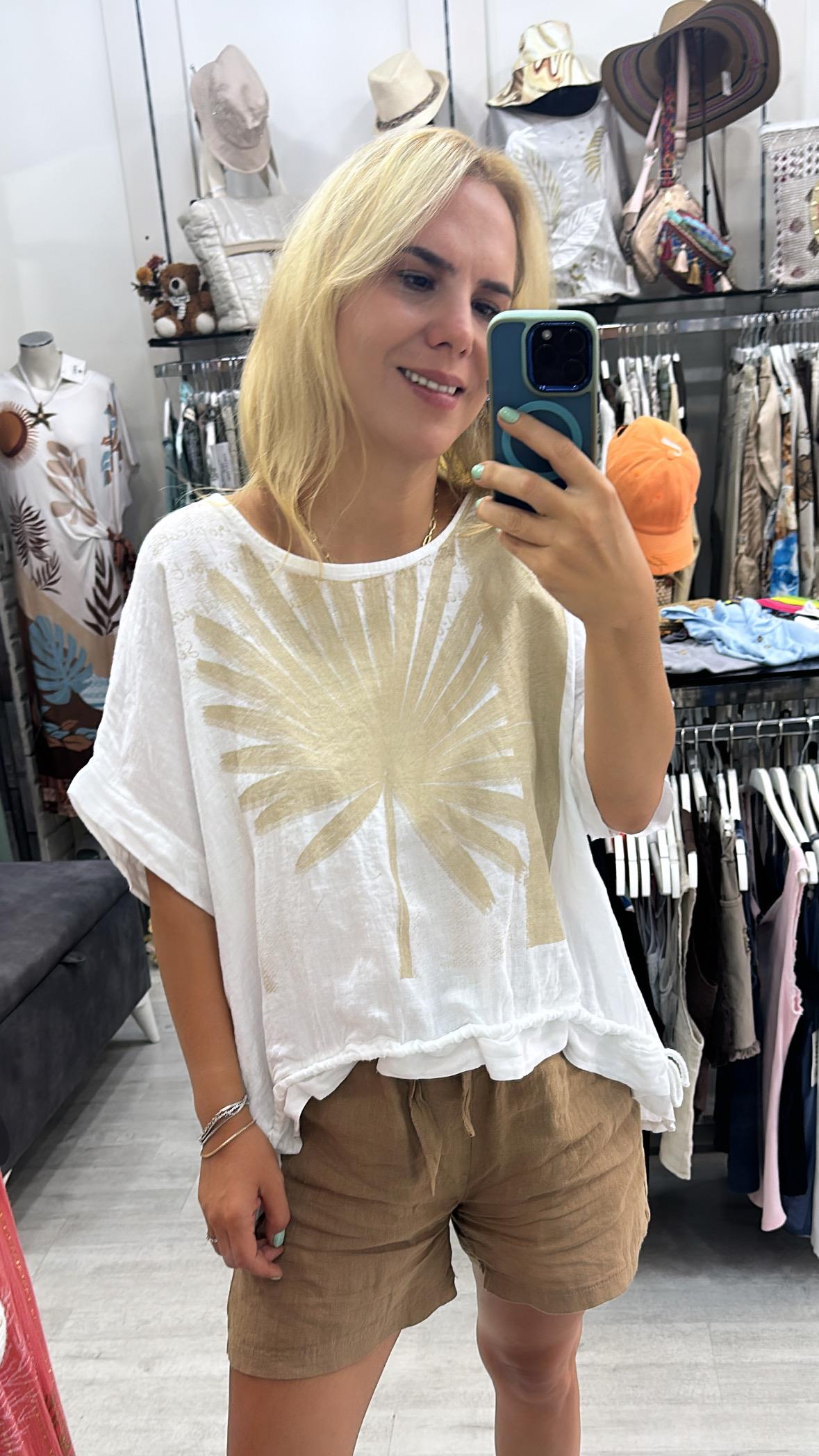 İthal Palmiye Desen Bluz 