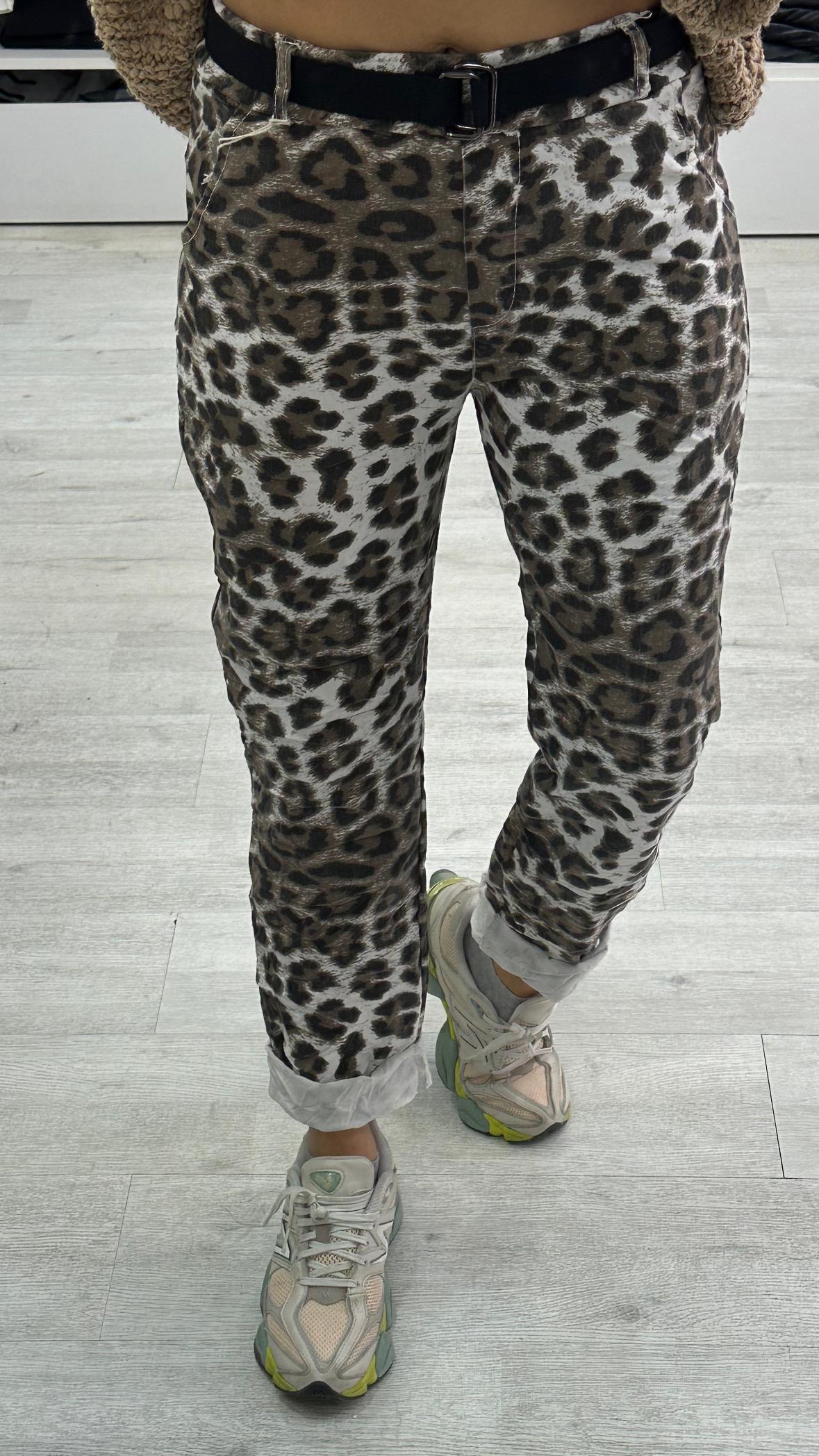 İthal Pantolon Kemerli Leoparlı 