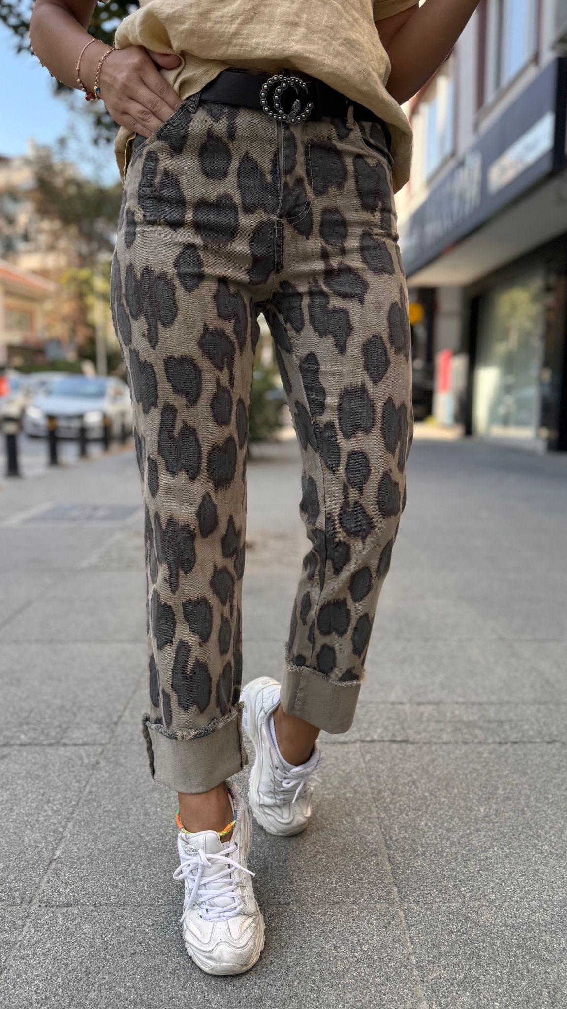 İthal Pantolon Leopar Desen