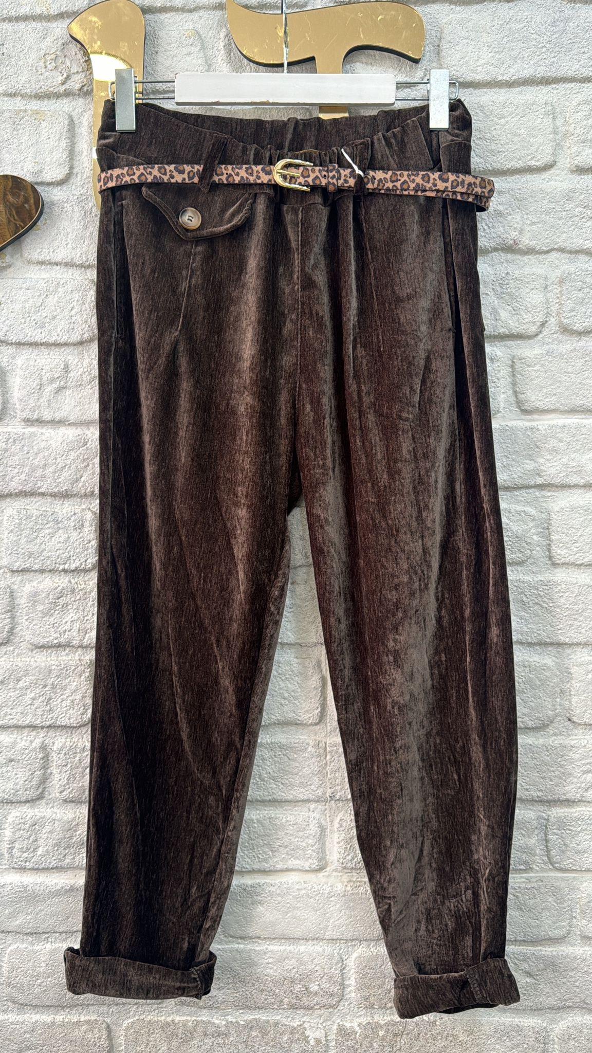 İthal Pantolon Leopar Kemerli