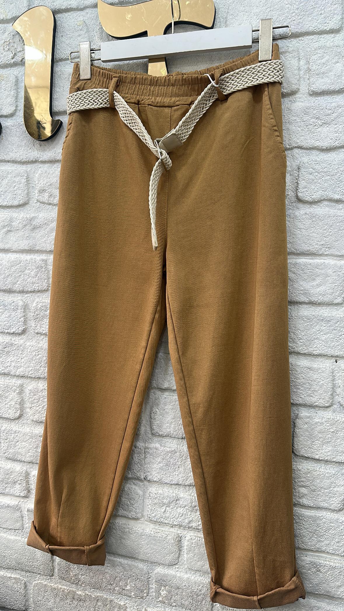 İthal Pantolon Likralı Kemerli