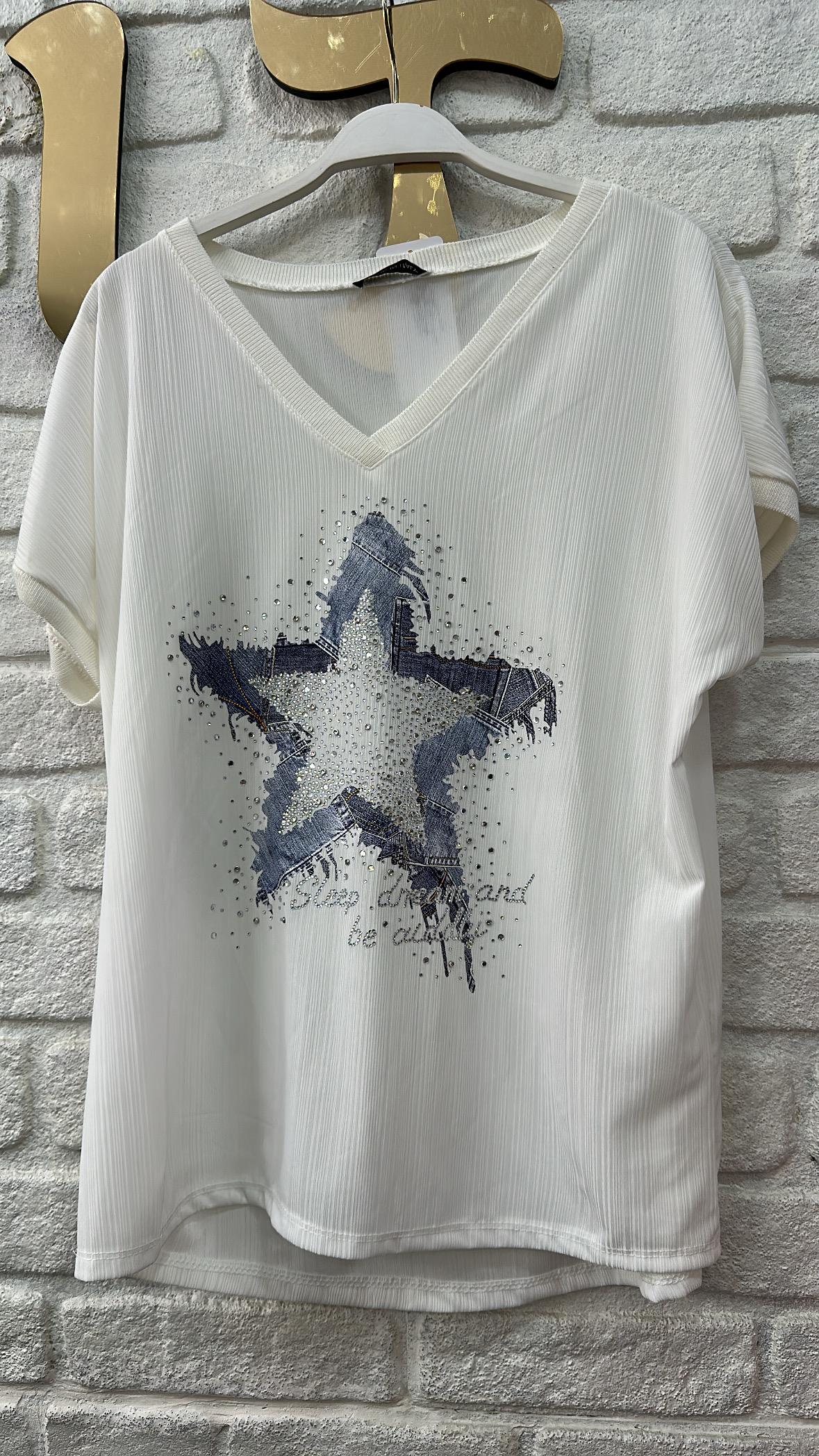 İthal Tek Yıldızlı Taşli Bluz  