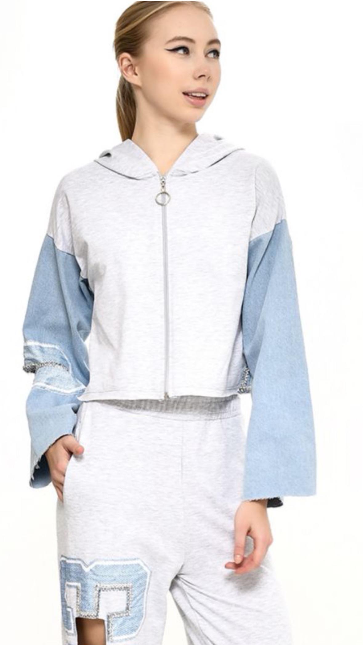 Kot Detay Fermuarlı Sweatshirt