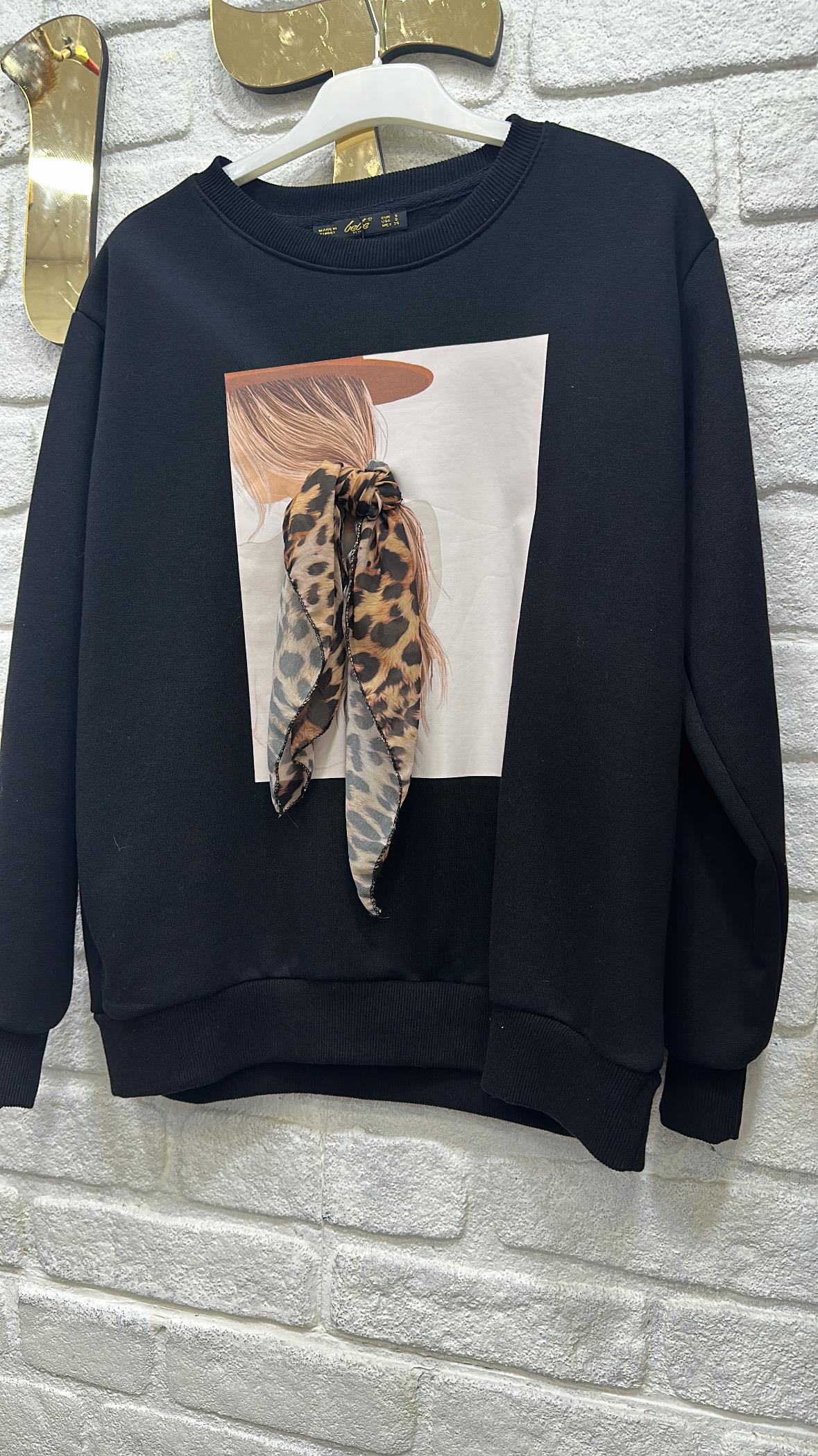 Leopar Detay Sweatshirt