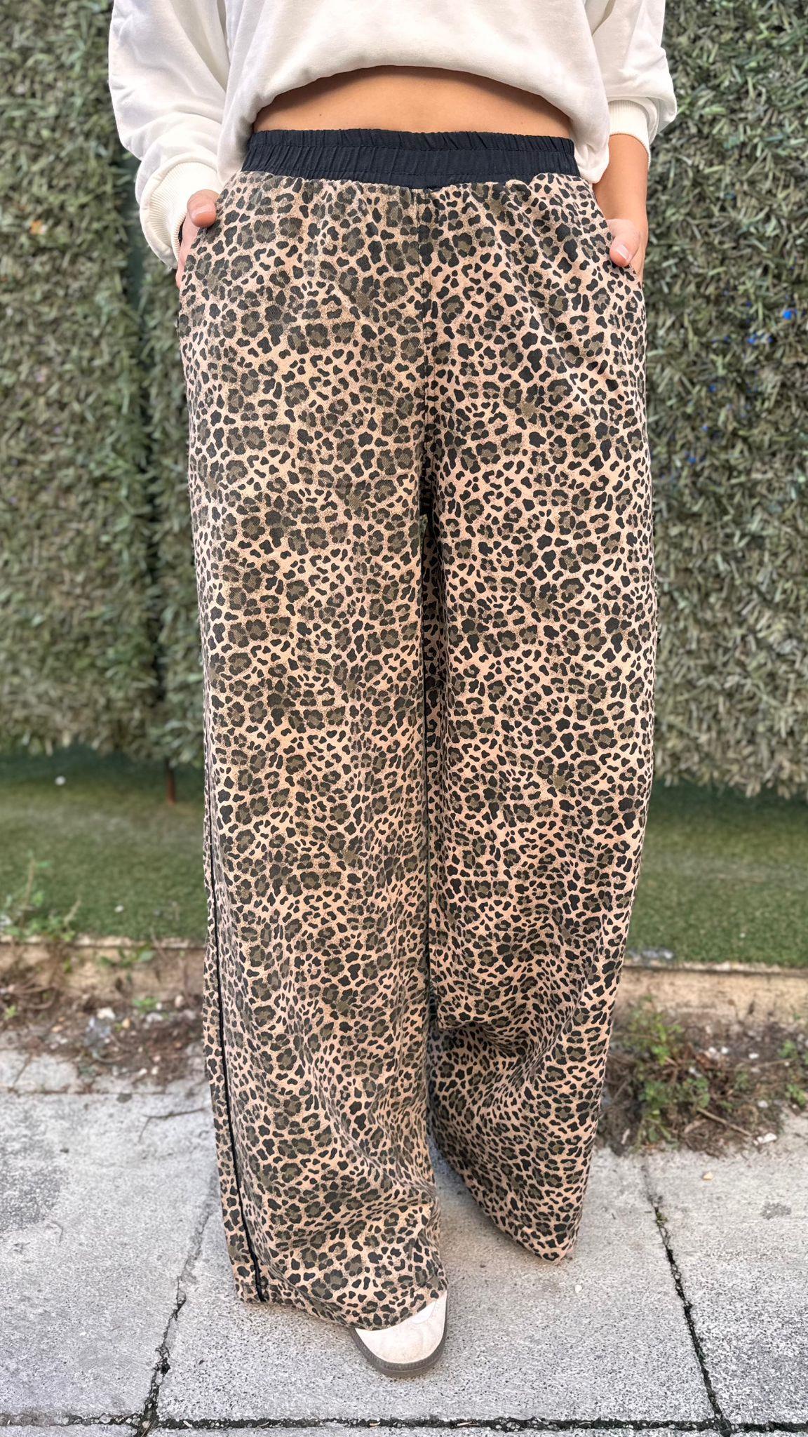 Leopar Pantolon Beli Lastikli