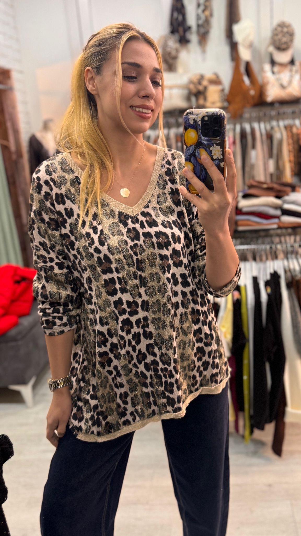 Leoparli Simli Bluz