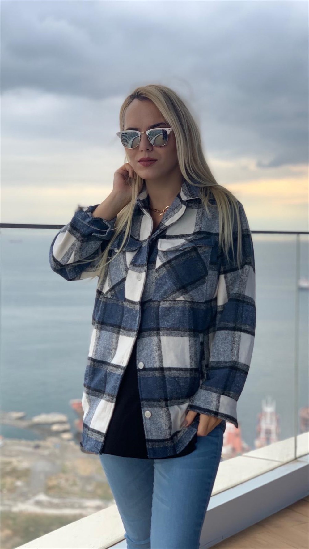 Mavi Oduncu Kaşe Gömlek 
