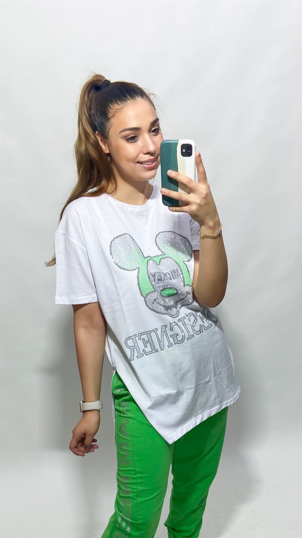 Mickey Taşlı T shirt