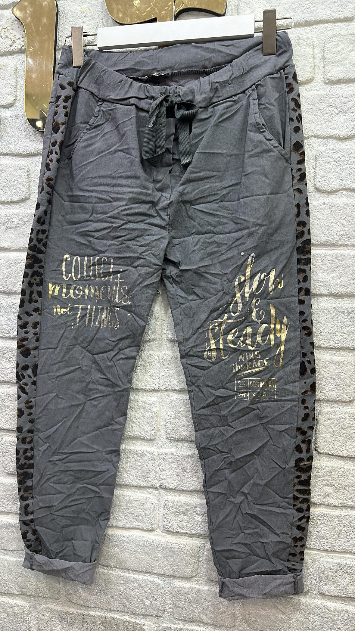 Pantolon İthal Yazılı Yanı Leopar 