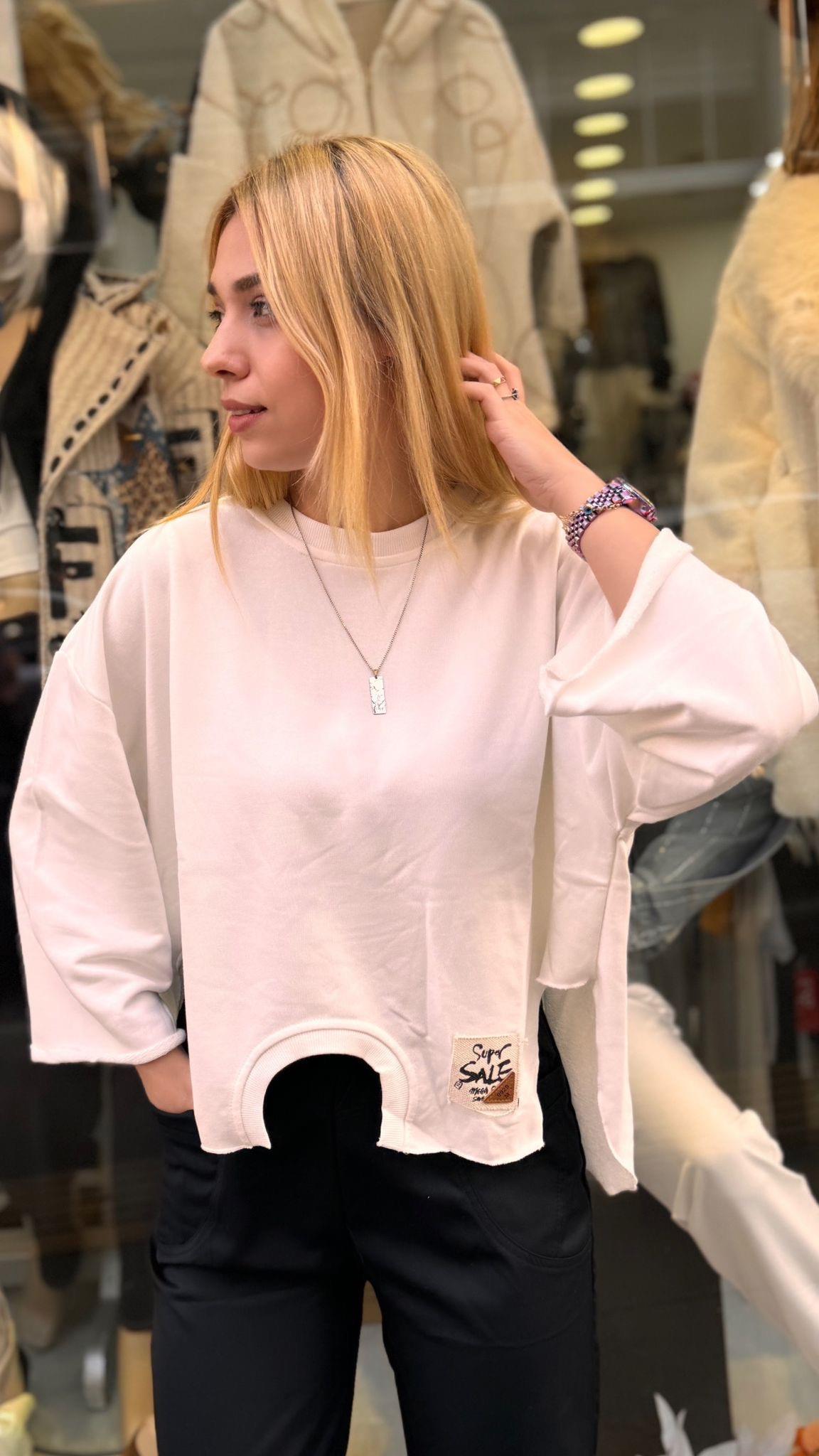 Parçali Şardonsuz Sweatshirt