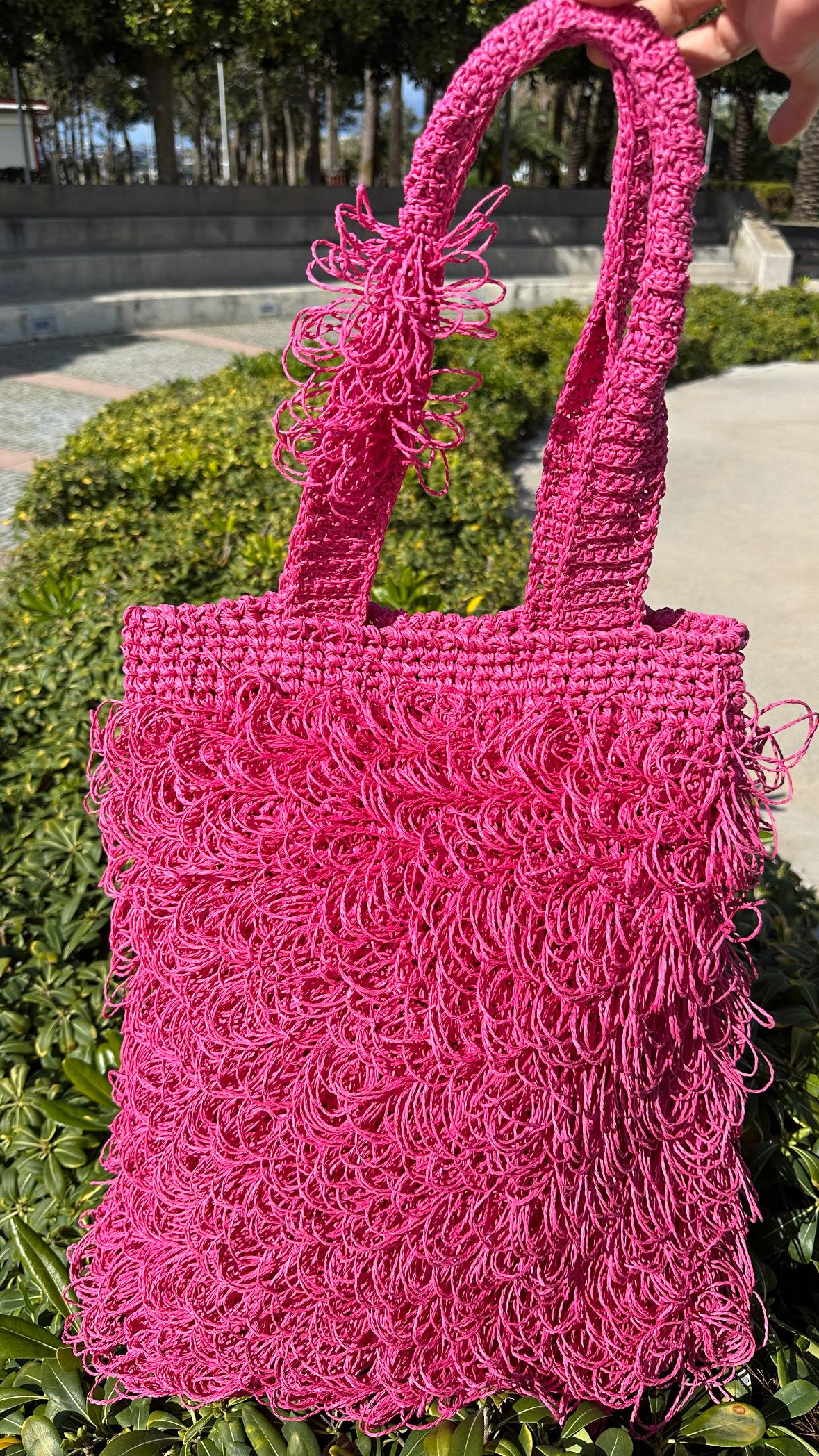 Pembe El Örgü Çanta 