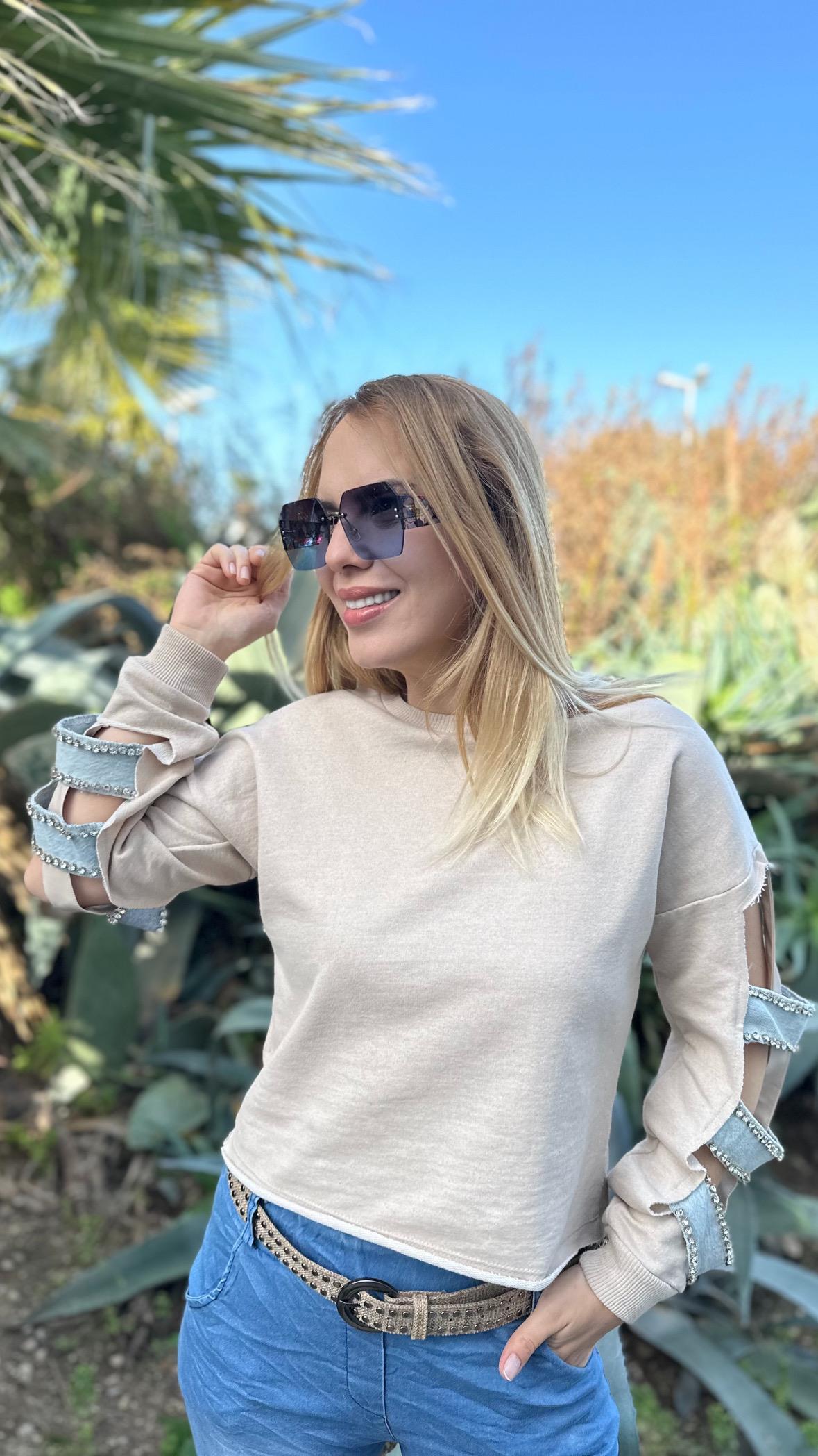 Tasarım Kol Detay Sweatshirt