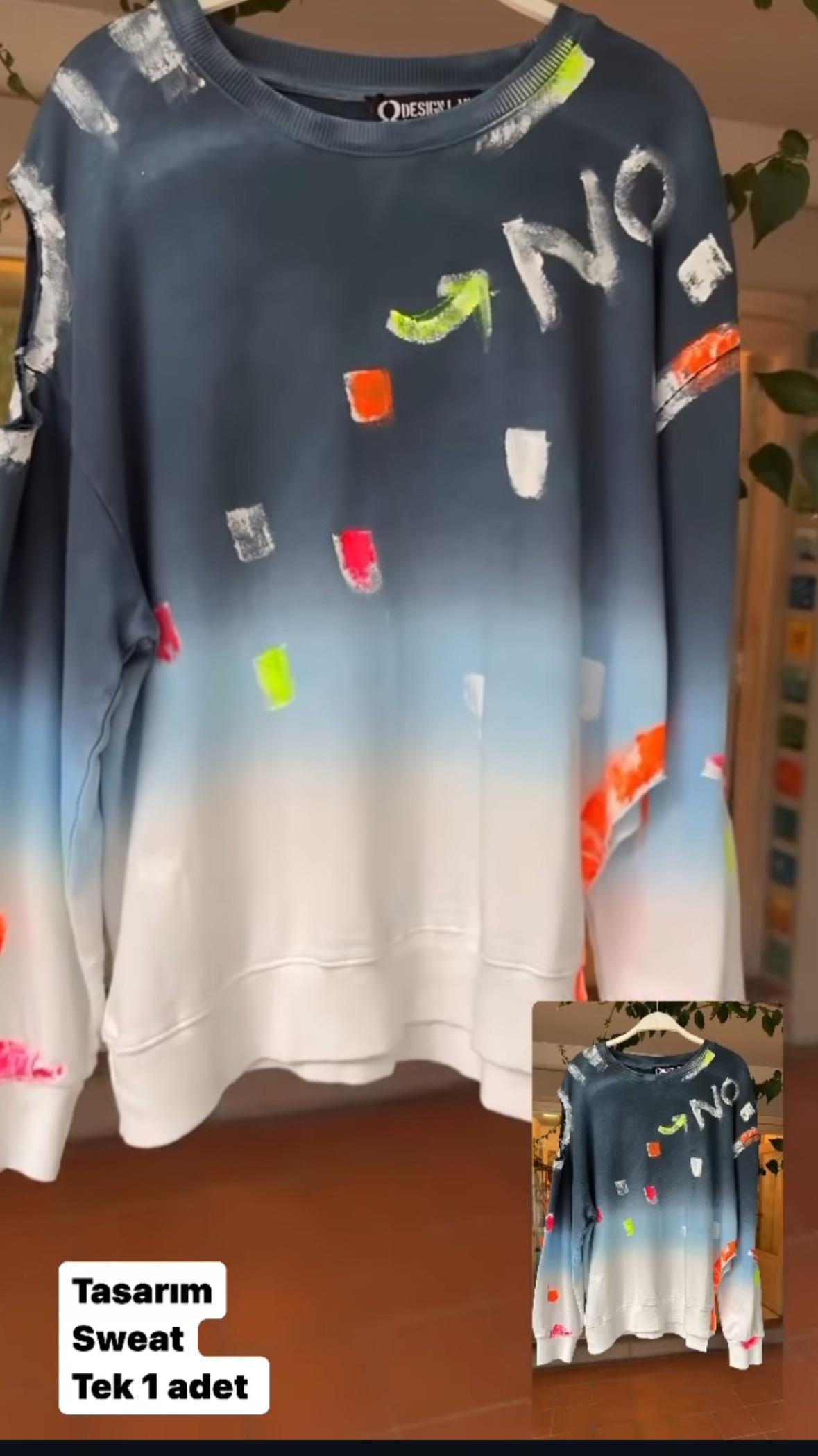 Tasarım Sweatshirt Mavi