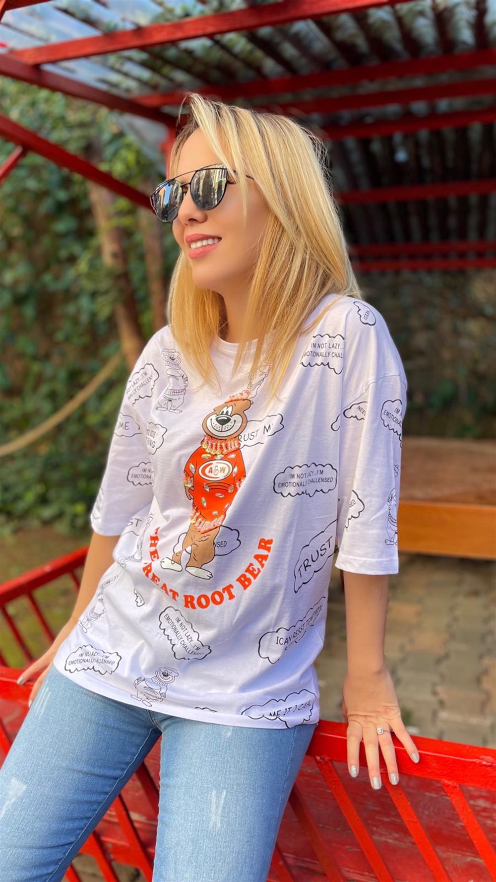 Teddy Bear Taşlı T-shirt