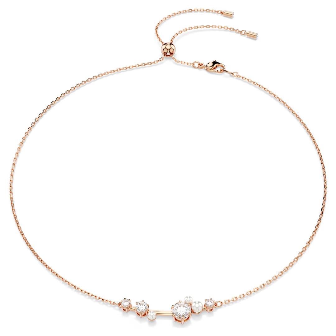 SwarovskiConstella Kolye Kristal inci, Yuvarlak kesimler, Beyaz, Pembe altın rengi kaplama