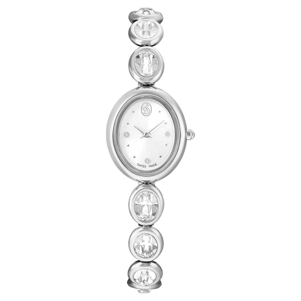 SwarovskiImber oval Saat İsviçre Üretimi, Metal bileklik, Gümüş Rengi, Paslanmaz çelik