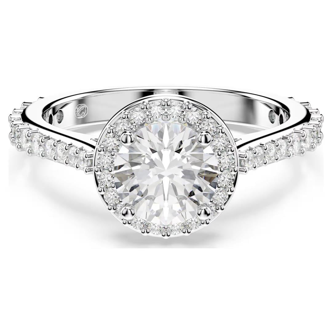 SwarovskiUna Angelic Yüzük Yuvarlak kesim, Beyaz, Gümüş renkli yüzey