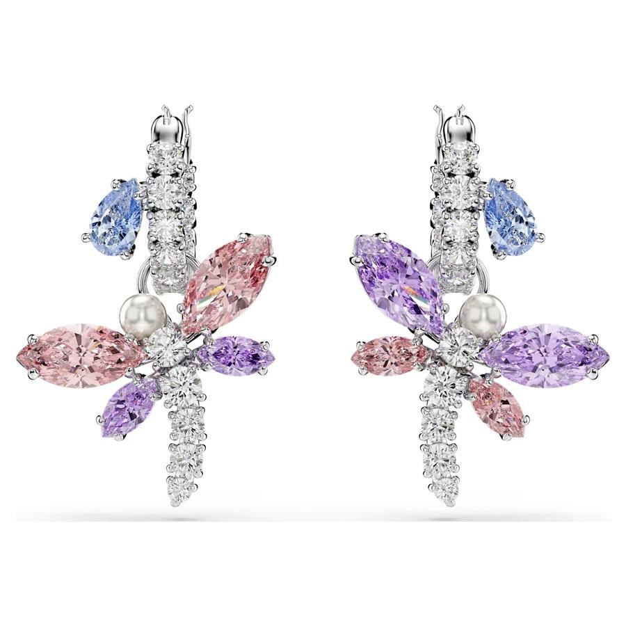 ÜnçerlerAriana Grande x Swarovski damla küpeler Karışık kesimler, Yusufçuk, Çok renkli, Rodyum kaplama