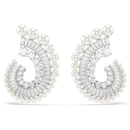 ÜnçerlerAriana Grande x Swarovski damla küpeler Kristal inci, Karışık kesimler, Beyaz, Rodyum kaplama