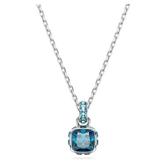 ÜnçerlerBirthstone Kolye Kare kesim, Aralık, Mavi, Rodyum kaplama
