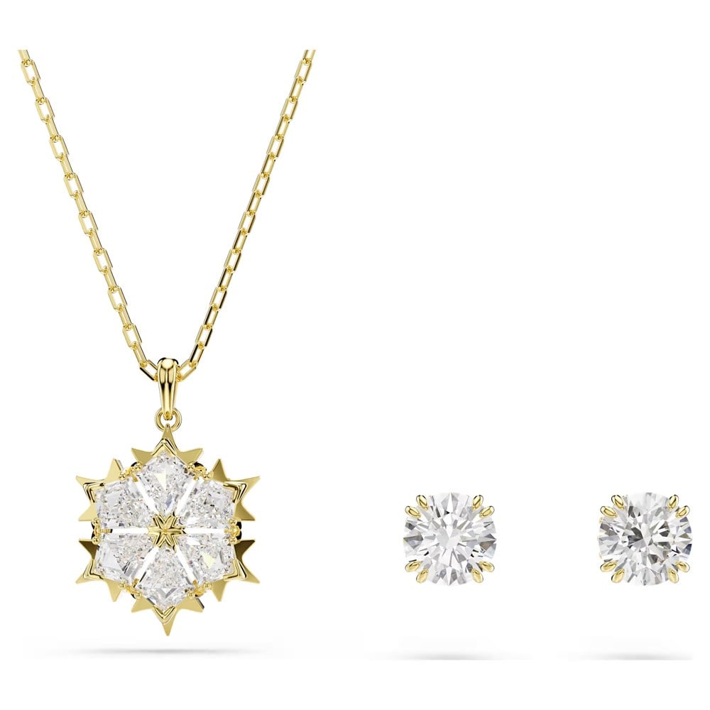 ÜnçerlerMagic Set Set (2), Karışık kesim, Kar tanesi, Beyaz, 18k altın rengi yüzey