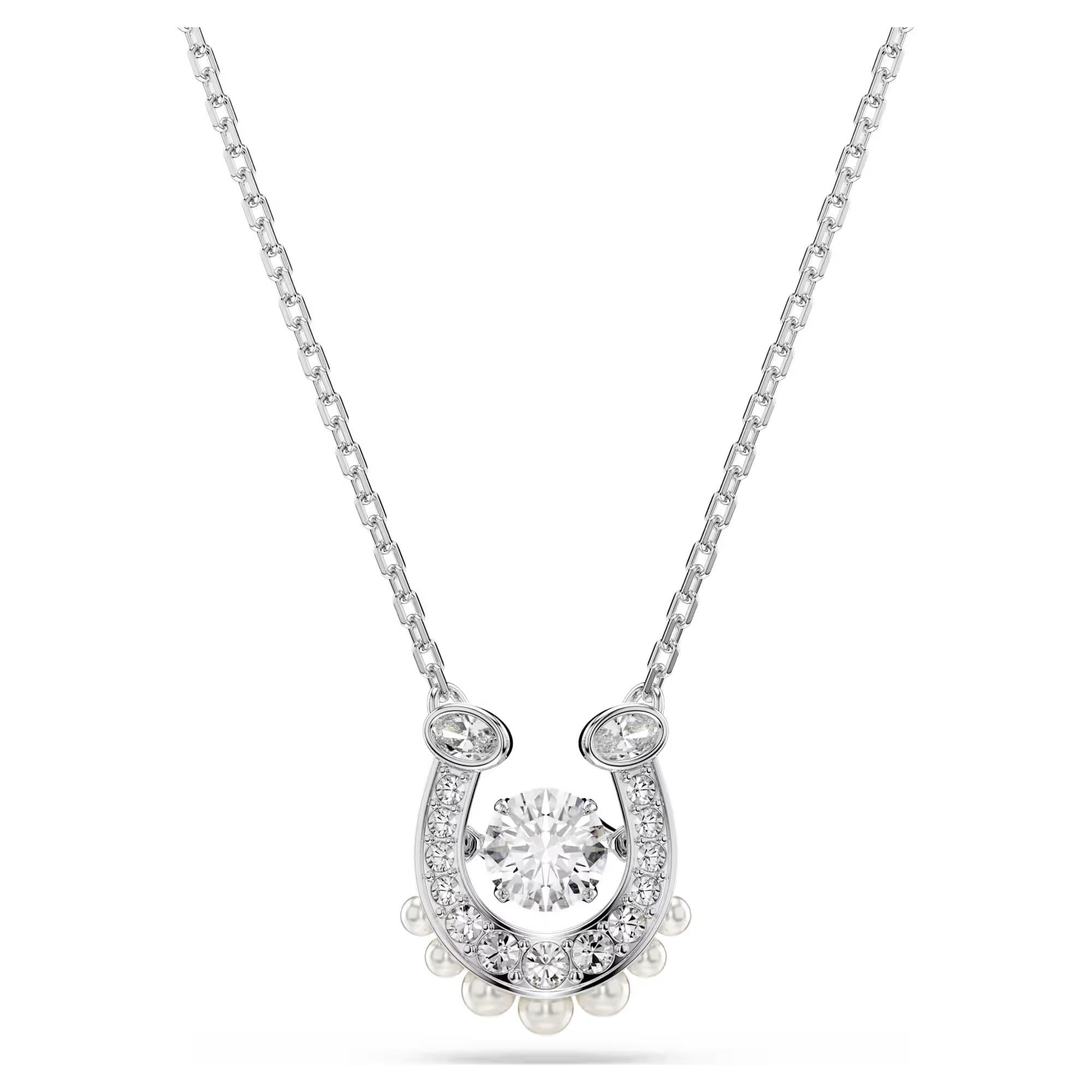 ÜnçerlerSymbolica Kolye Kristal inci, Yuvarlak kesim, Pavé, At Nalı, Beyaz, Rodyum kaplama