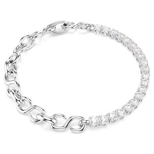 SwarovskiMatrix Bileklik Yuvarlak kesim, Beyaz, Rodyum kaplama