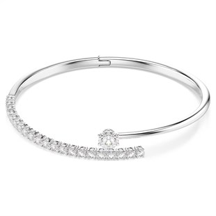 SwarovskiMatrix Bileklik Yuvarlak kesim, Beyaz, Rodyum kaplama